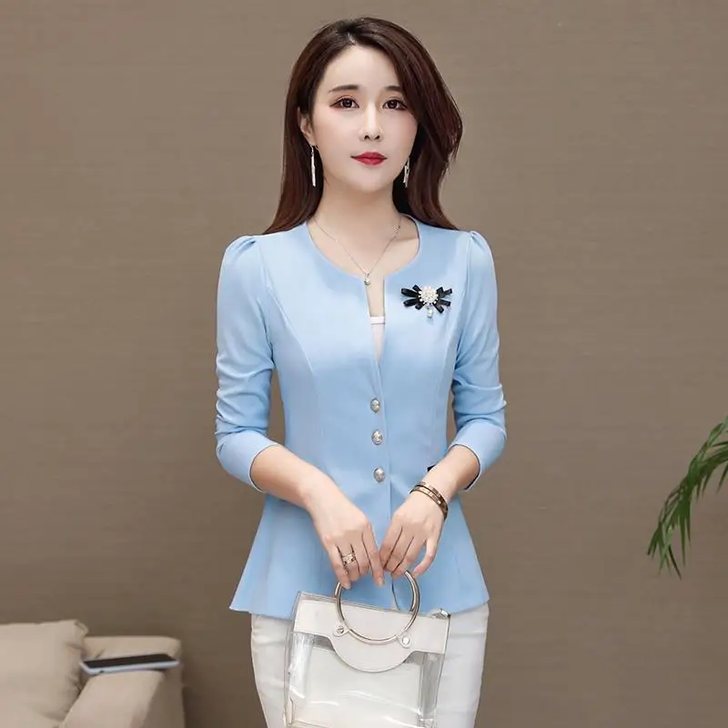 New Oversize 5XL Fashion Business Formal  Suits Women Work Office Ladies Long Sleeve Spring Casual Elegant Slim O Neck Blazer