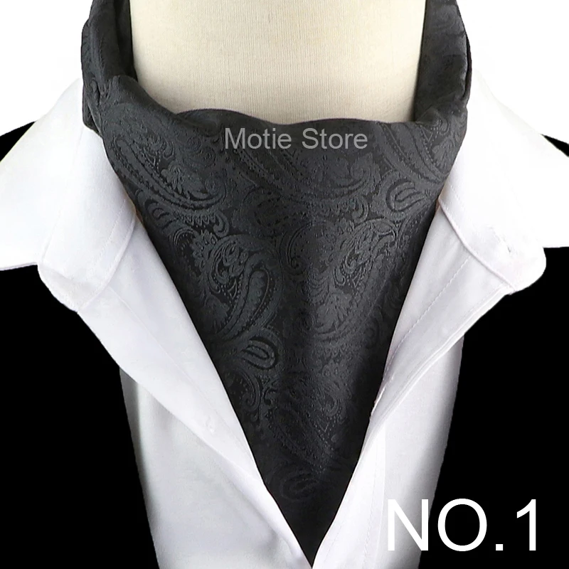 Anmutige Jacquard-Paisley-Cashew-Krawatte, formelles Ascot Scrunch Self British Gentleman Herrenschal, Polyester-Krawatte, Anzug-Accessoires – Detail 2