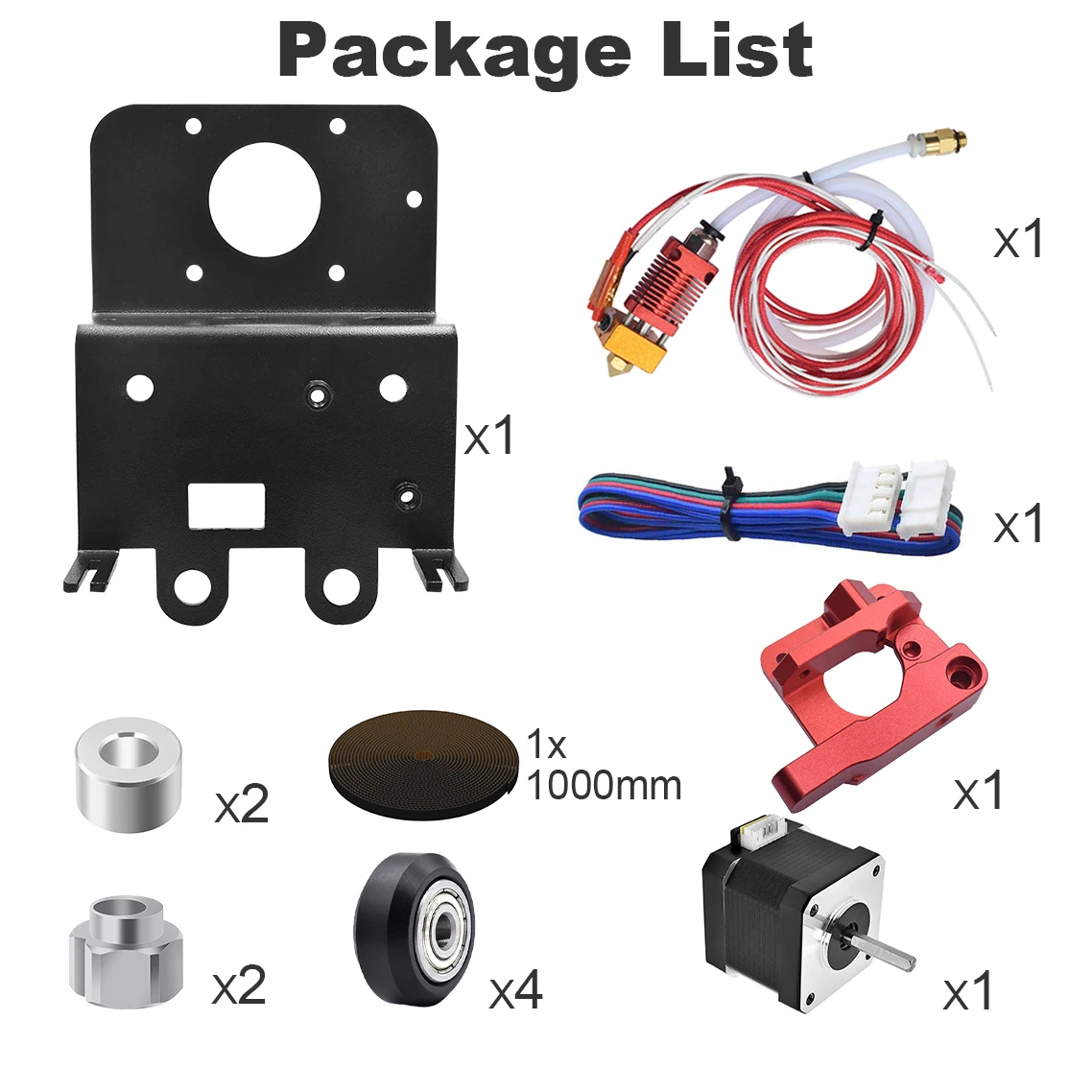 Extruder Support Plate+Motor+Heating Kit pulley Metal Extruder Right Hand Block Kit Drive Feeder 3D Printer Parts extruder feeder big gear 66 tooth stainless steel gear replacement