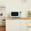 Mid-Century Retro Countertop Microwave Oven  Large 900-Watt 0.9 cu ft 8 Pre-Programmed Cooking Settings Digital Clock - K 6