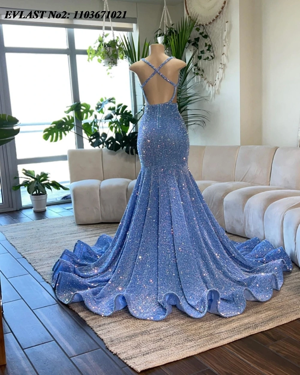 Blue Iridescent Dresses Royal Blue Prom Evening Dress Blue Sequin Mermaid Dress  Sherri Hill Light Blue