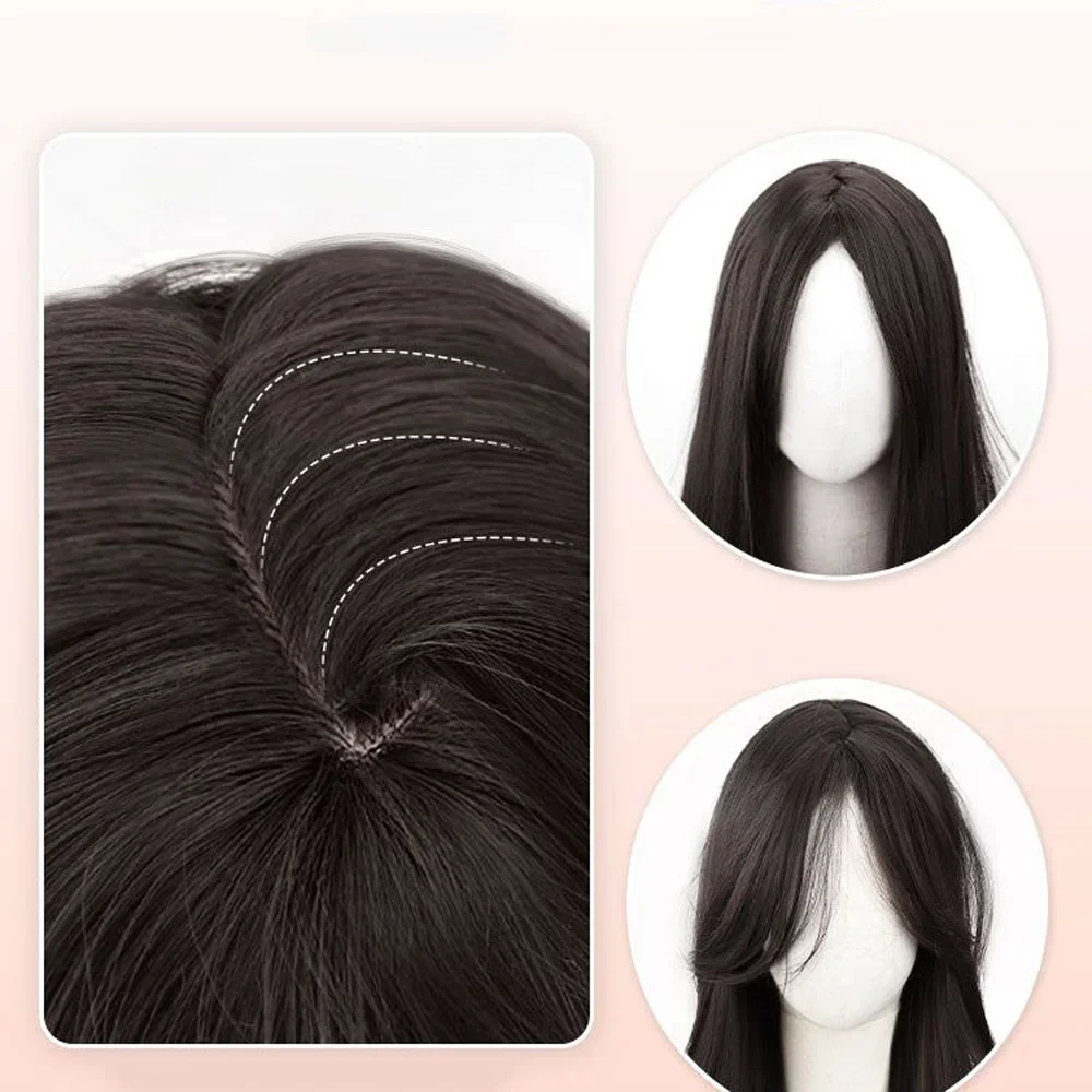 60CM Simulate Big Wave curly Mid split Full Head Cover one-piece Wig Women's Full Top Wig Cover hair Extensions