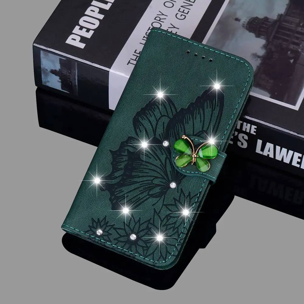Sparkling Butterfly 3D Leather Flip Wallet Case