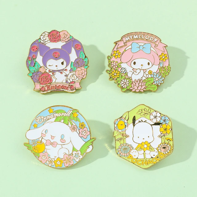 Sanrio Anime Hello Kitty Enamel Pins for Jacket Badge Pins Accessories  Kawaii Kuromi Melody Metal Brooch for Girl Jewelry Gift