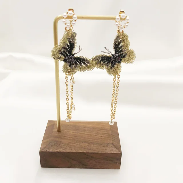 1Pair Korean Trendy Butterfly Crystal Pearl Earrings Temperament Tassel Earrings Fashion Women's Earrings 6