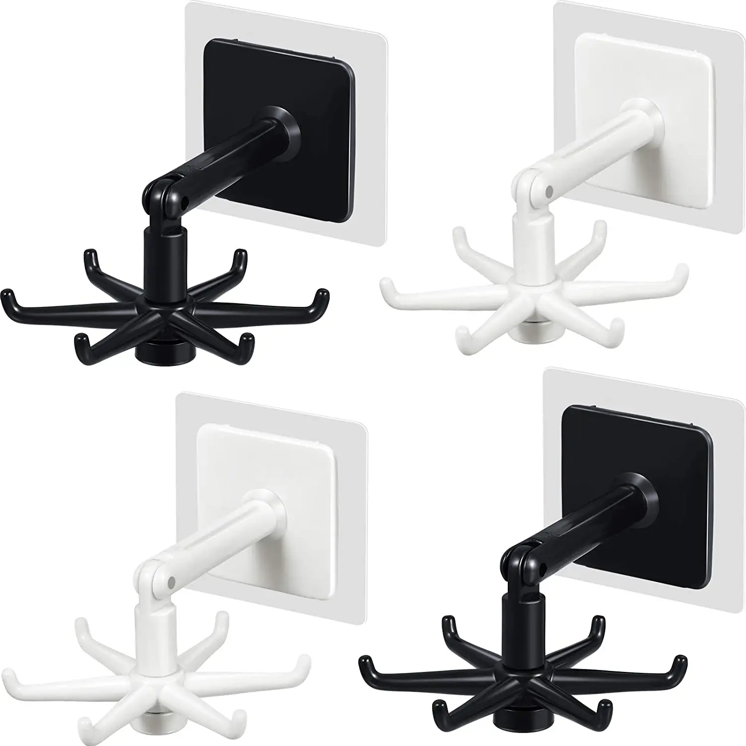 

360 Rotating Folding Hooks Self-Adhesive 180 Degrees Vertical Waterproof Utility Hook for Home Bathroom Kitchen Office