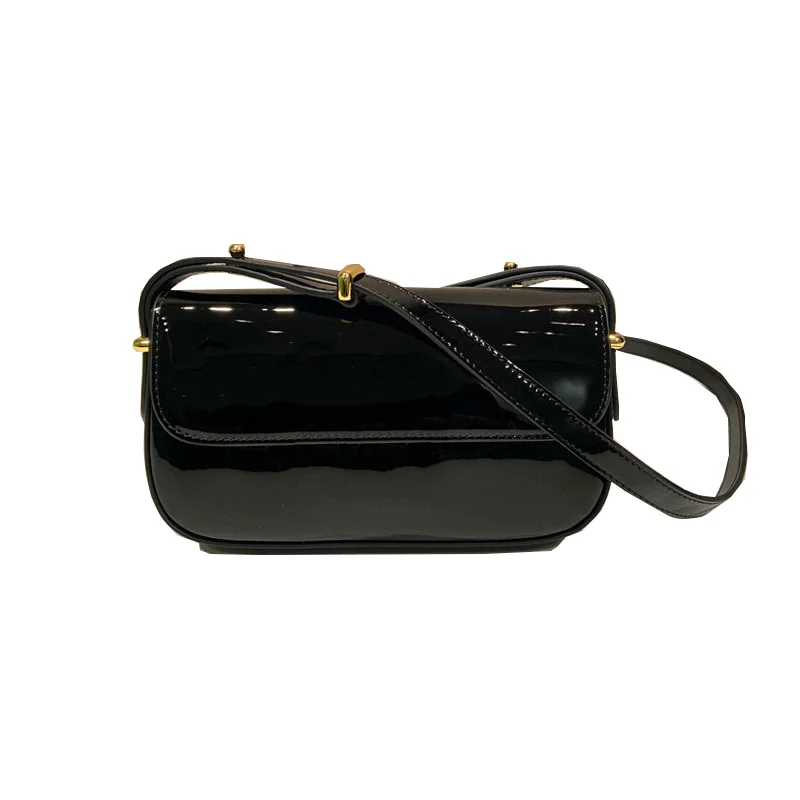 2024 New Lacquer Leather Underarm Shoulder Women's Bag with High Grad Fashionable and Versatile Flip