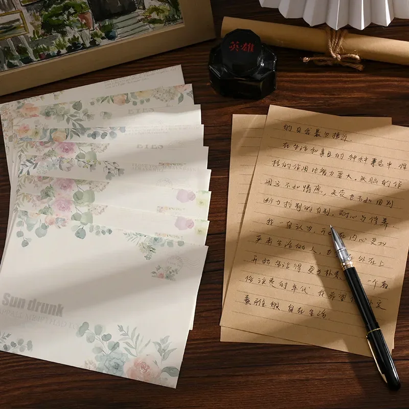 Kawaii Paper Envelopes Vintage Flowers Envelopes for Letters Wedding Party Invitation Cards Cover Korean Stationery 8pcs/set