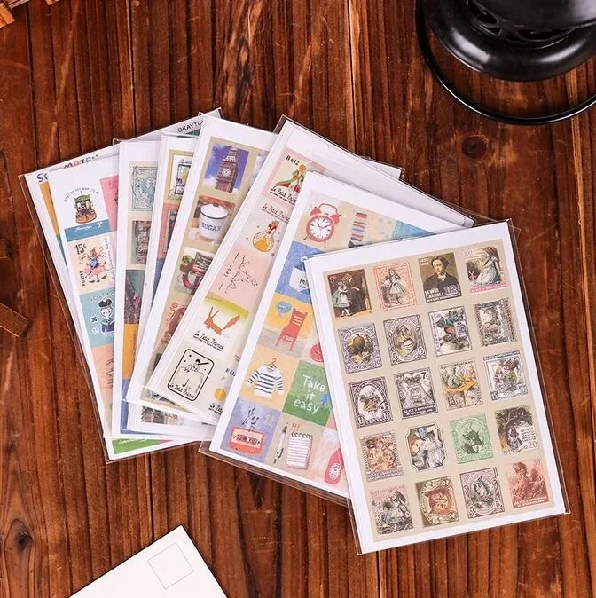 4sheets/pack Four Fold Stamp Sticker Scrapbooking For Children Factory Direct Sales Small Stickers