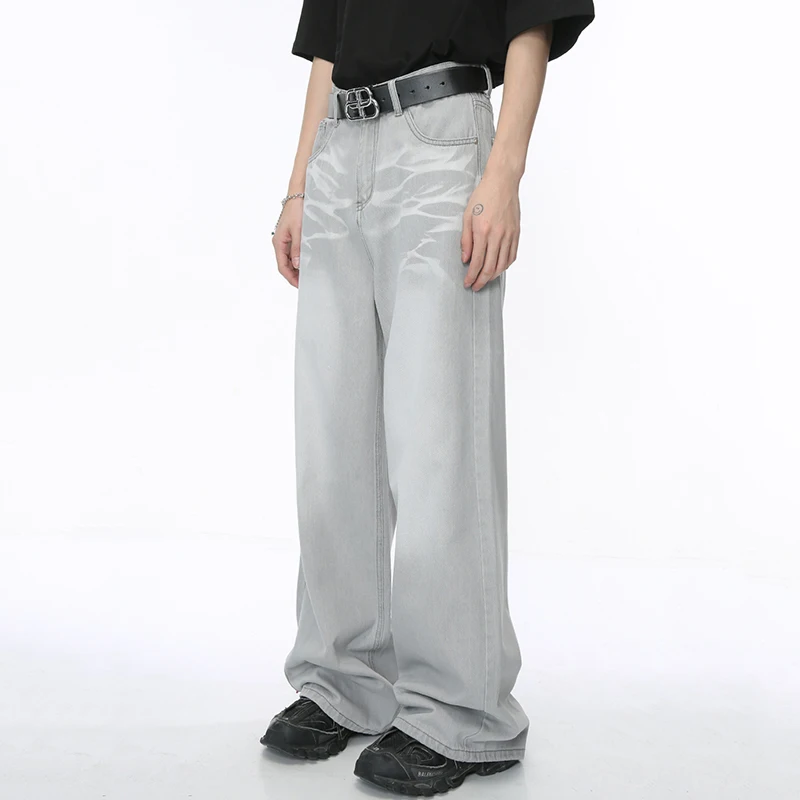 IEFB Straight Male Jeans Vintage Men's Denim Pants Tie-dyed Design Wide Leg Trousers 2024 Spring New Stylish Men Clothing 9C4276 3