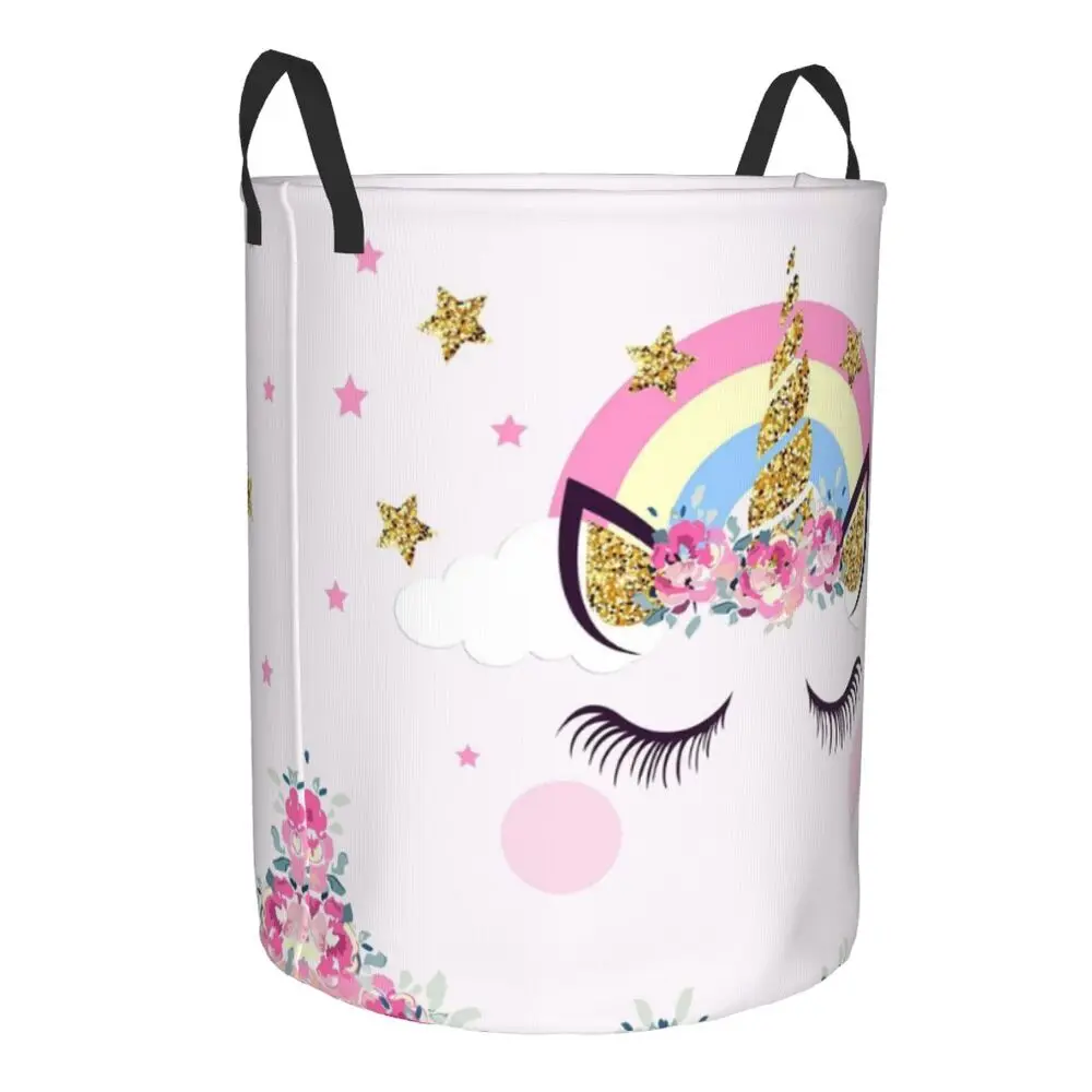Description Picture 3 of itemCustomized Cartoon Unicorn Laundry Basket Collapsible Cute Animal Cat Clothes Hamper for Nursery Kids Toys Storage Bag