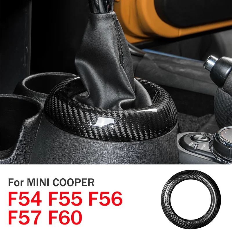 

For MINI COOPER F54 F55 F56 F57 F60 CLUBMAN COUNTRYMAN Carbon Fiber Car Gear Shift Handle Knob Button Cover Sticker