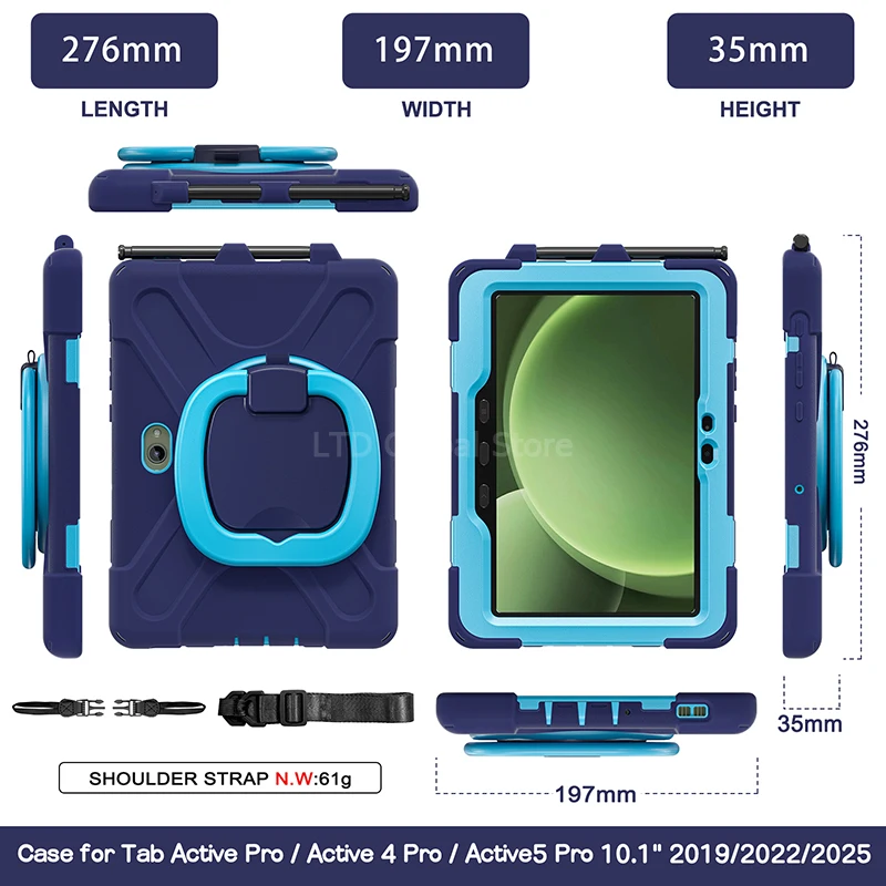 Rugged 360° Rotating Kickstand Tablet Case with Built-in Holder