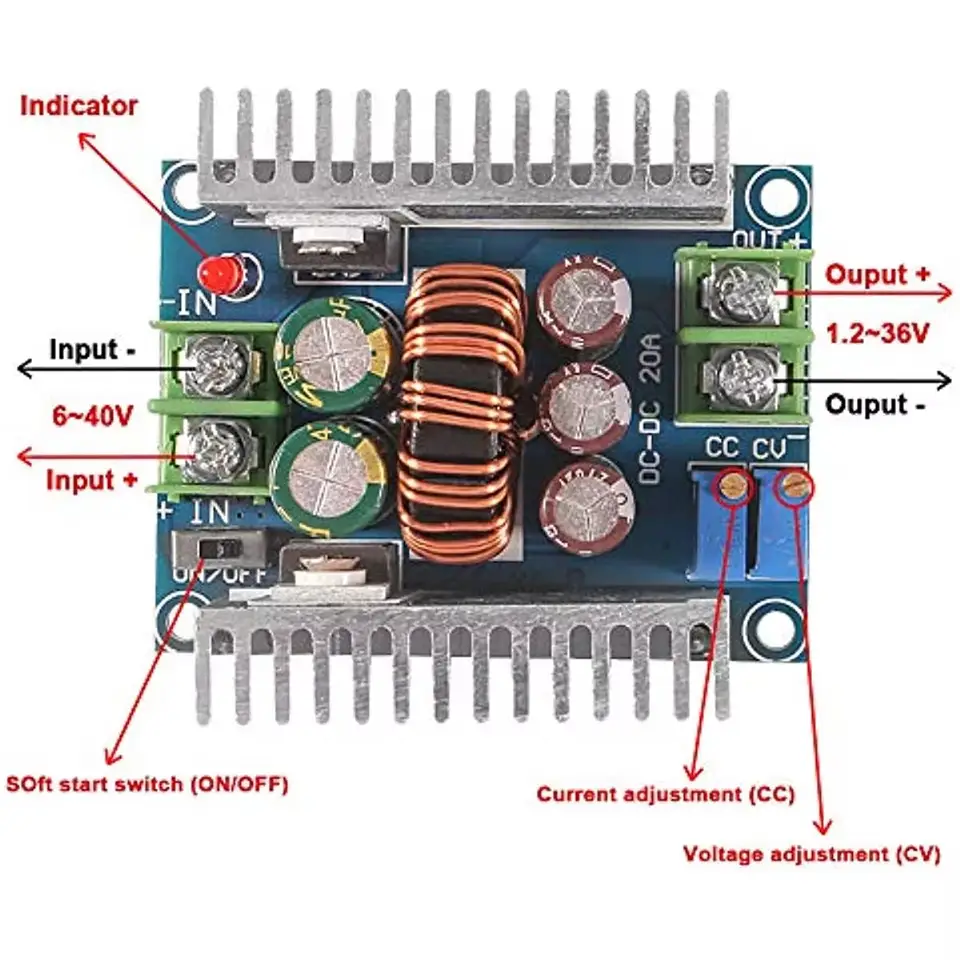 20A 300W CC CV Step Down Module DC 6-40V to 1.2-36V Voltage Regulator Buck Converter Constant Current Power Supply Module image 3
