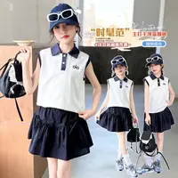 Ensemble d'été pour filles : Polo sans manches style princesse et jupe courte – Nouvelle collection tendance 2026, tailles moyennes à grandes 2