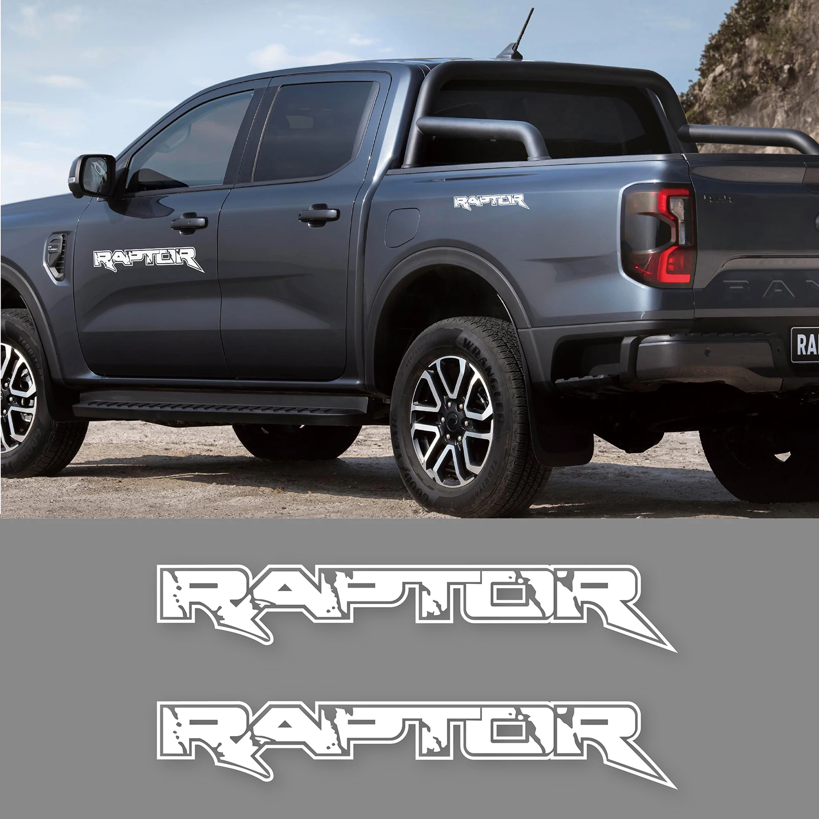 

2PCS Car Vinyl Stickers fit For Ford Ranger Raptor Trim Body Side Rear Trunk Letter Graphics Decor Decal Auto Tuning Accessories