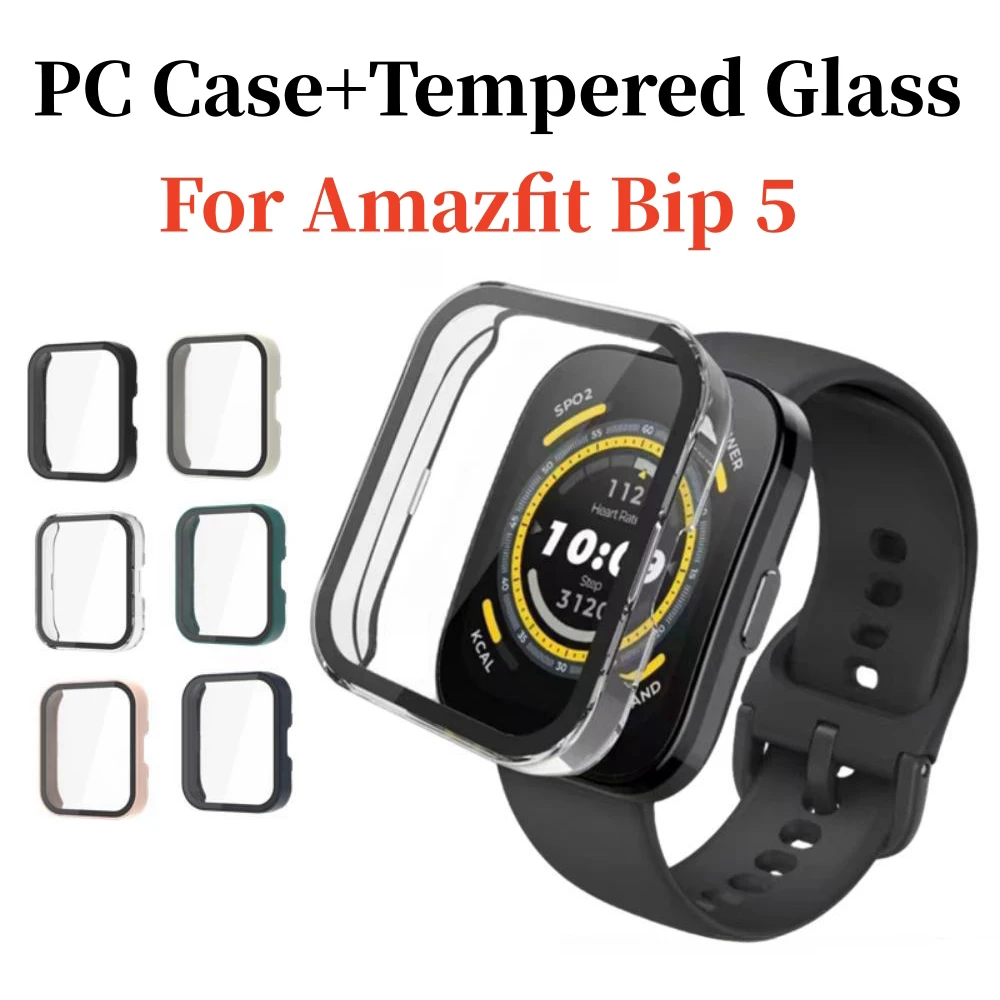 For Amazfit Bip 5 PC Case Tempered Glass Smart Watch Screen Protector  Bumper All Around Shell For Huami Amazfit Bip5 Accessories - AliExpress