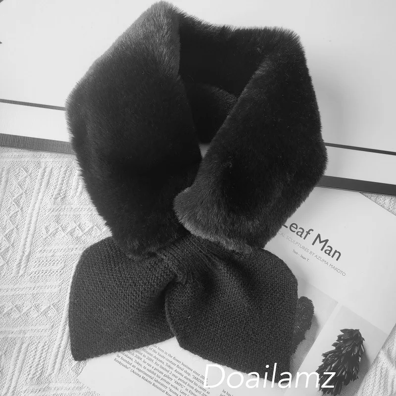 Korean Version Autumn Winter Children's Scarf New Baby Cold Proof Collar Plush Warmth Cute Solid Knitted Fish Tail Cross Bib D15