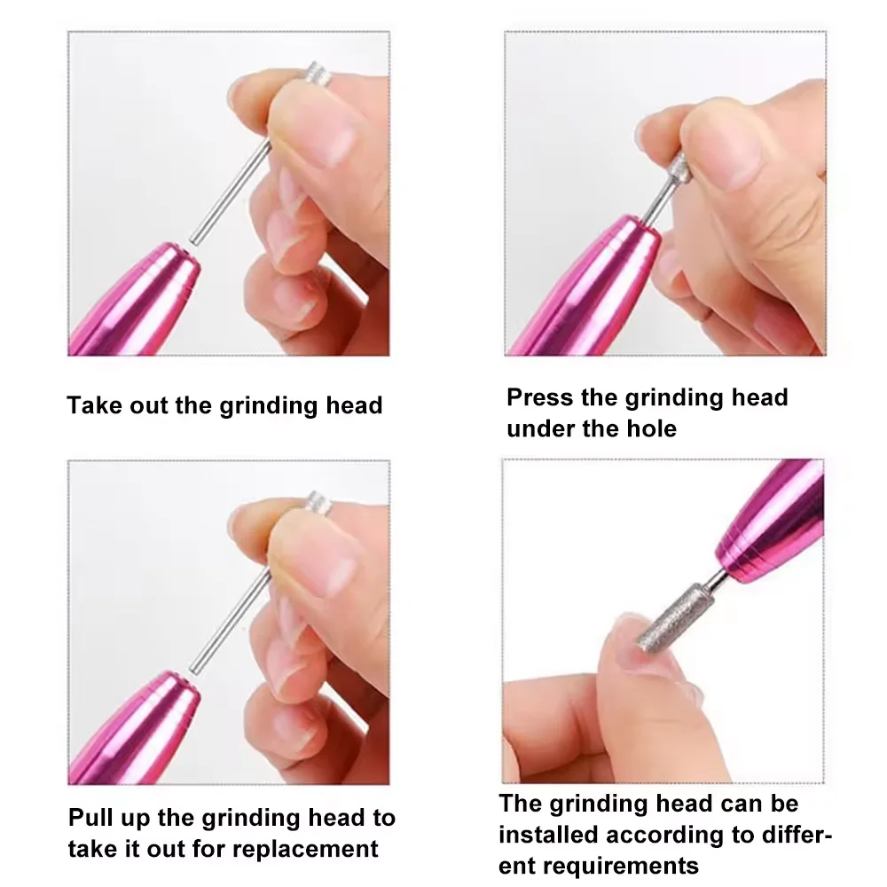 portable Electric Manicure Milling Cutter Set Professional Nail Drill Machine Nail Files Drill Bits Gel Polish Remover Tools 5