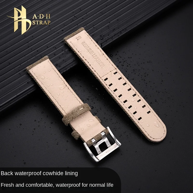 Hamilton Khaki Field Canvas Waterproof Watchband - Men's Belt with Pin Buckle Style (20mm/22mm)