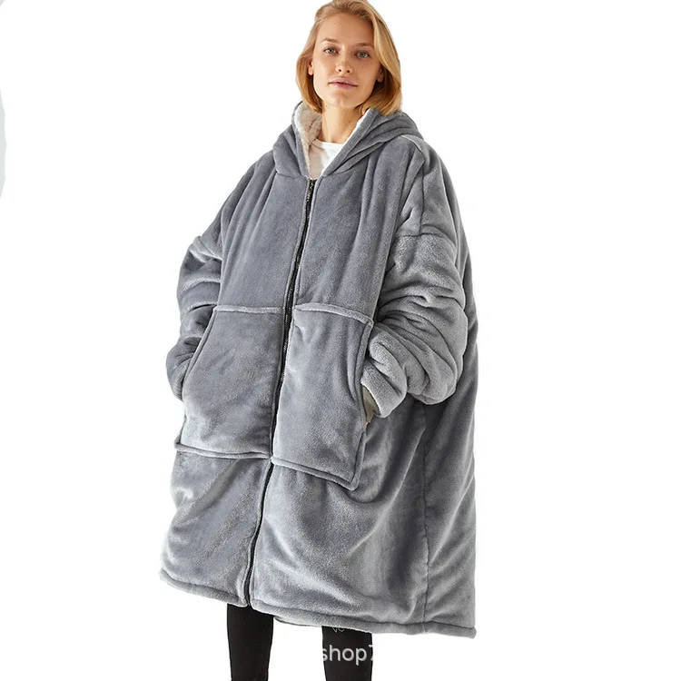 Lazy Blanket Hooded Zipper Huggle Thickened Lazy Clothes TV Blanket Lazy Clothes Tv Blanket Pajamas Sweatshirt 4