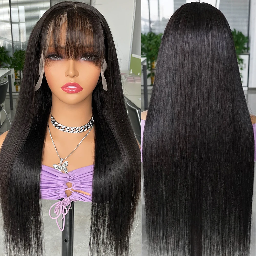 Lace Front Wigs 8-28 inch with Bang for Women 100% Human Hair