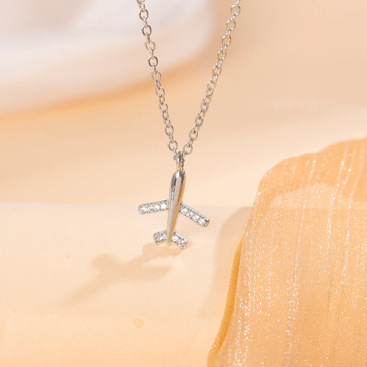 Airplane 925 Sterling Silver Plane Clavicle Chain Necklaces silver necklace silver necklace charms