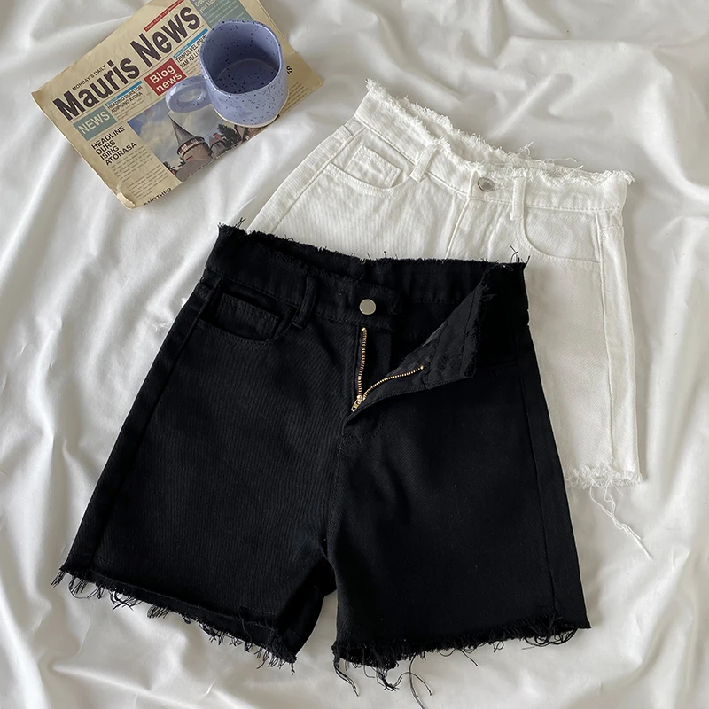 burberry shorts Korean Style High Waist Slimming A- line Versatile Raw Edge Denim Shorts Women's Fashion Wide-Leg Spring New Hot Pants old navy shorts