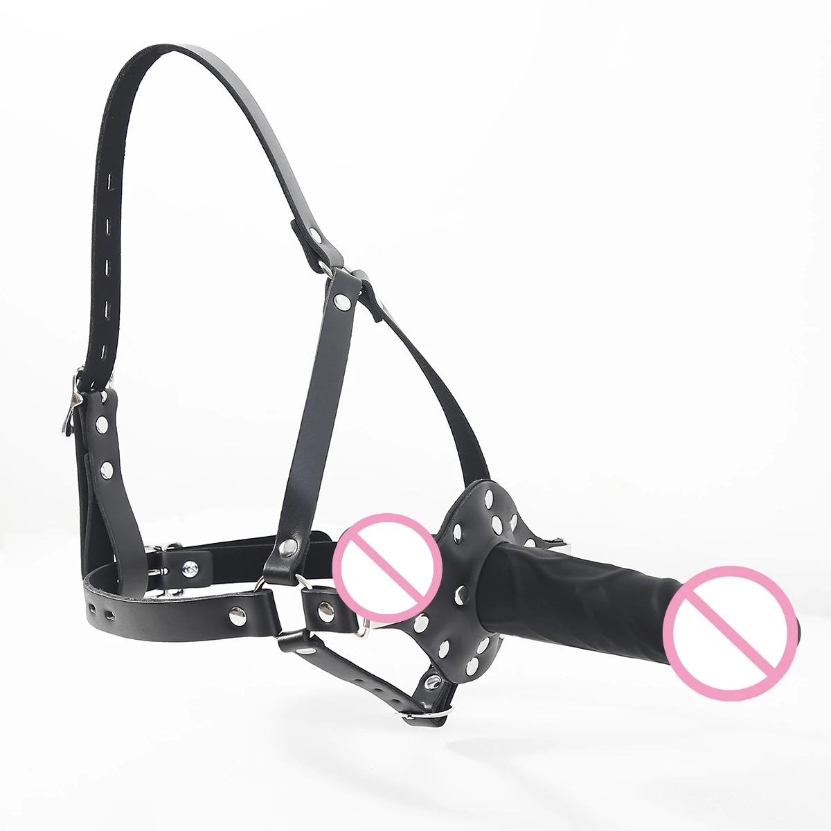 Sex Product Penis Plug Dildo Gag Fetish Leather Mask BDSM Bondage Head Covered Restraints Sex Adult Game Toy for Couples Lesbian