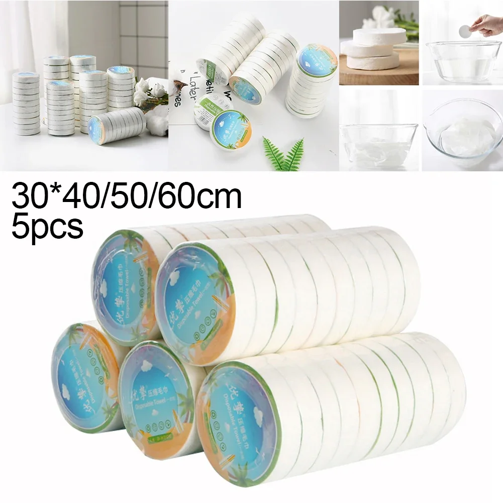 5Pcs 40/50/60cm Towels Disposable Compressed Towel Bath Towel Faces Cleansing Portable For Traveling Camping Hiking