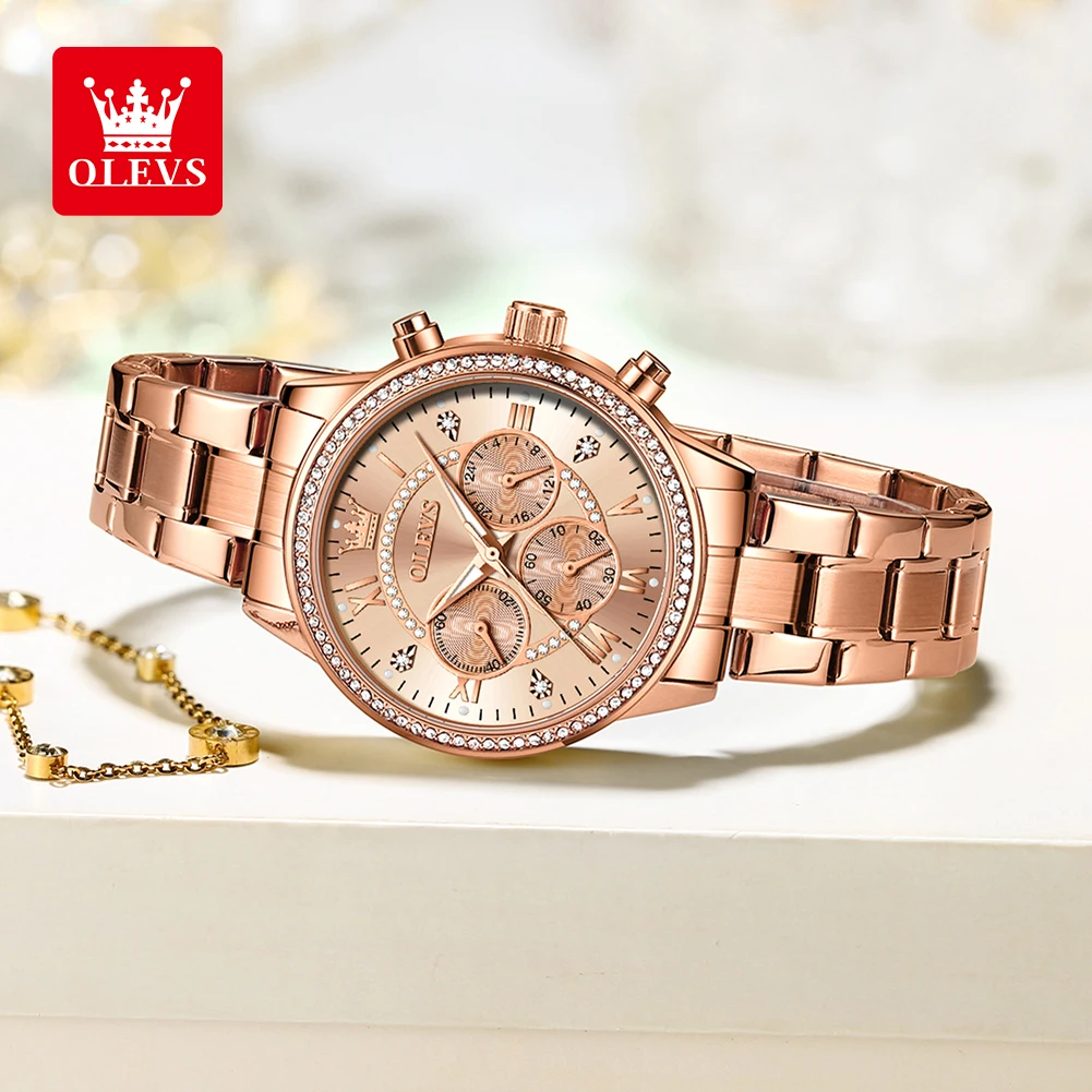 OLEVS TY715 ساعات نسائية حصرية أنيقة باللون الذهبي...
