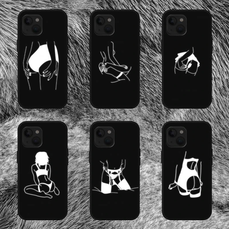 Art Line Sexy Girl Phone Case For Iphone 11 12 Mini 13 14 Pro Xs Max X