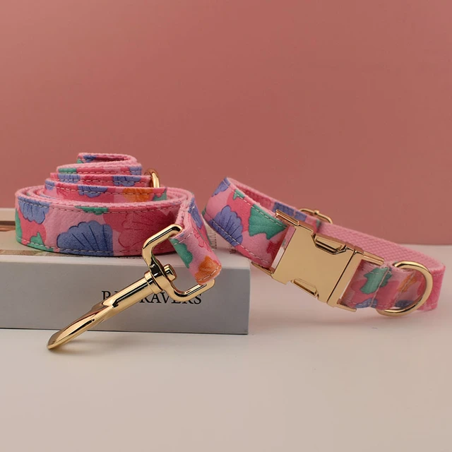 Pink Chewy Vuitton Flower Print Collar & Leash | Chewy Vuitton Shop