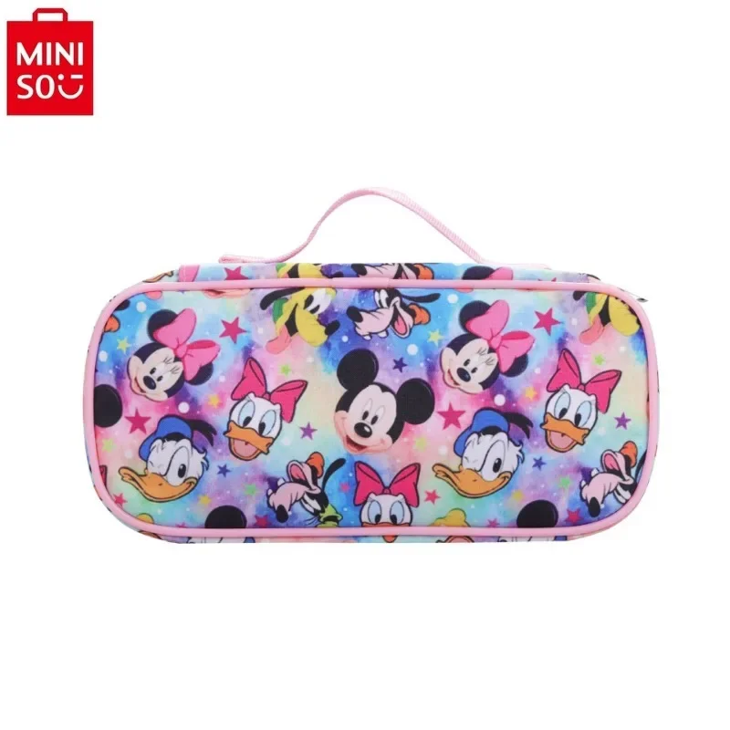 MINISO Disney Mickey Cartoon Print Large Capacity Backpack for Students High Quality Multi functional Three Piece Backpack