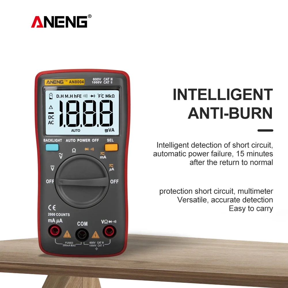 

ANENG AN8004 multimetro Digital Multimeter Profesional Transistor Capacitor Tester esrlcr multi meter analog multimeter true rm