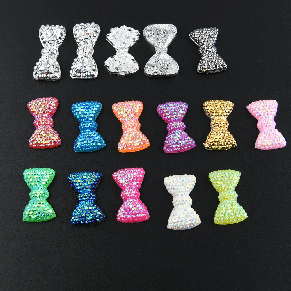 Resin Craft Decoration 20Pcs Silver Bow Shape Scrapbook