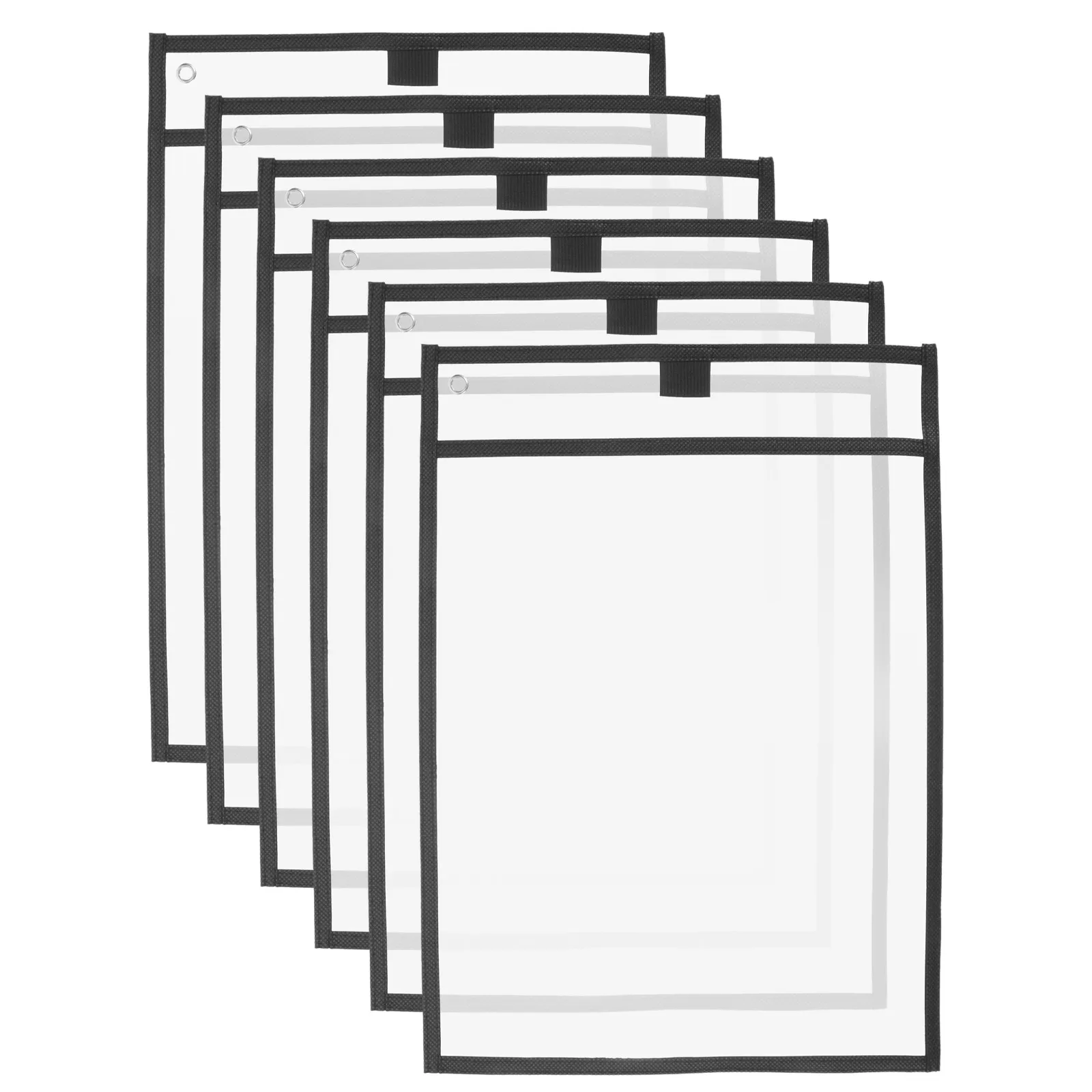 6Pcs 대형 투명 PVC 건식 지우개 슬리브(펜 포함) 문서 정리 교육 용품 학교 사무실에 이상적