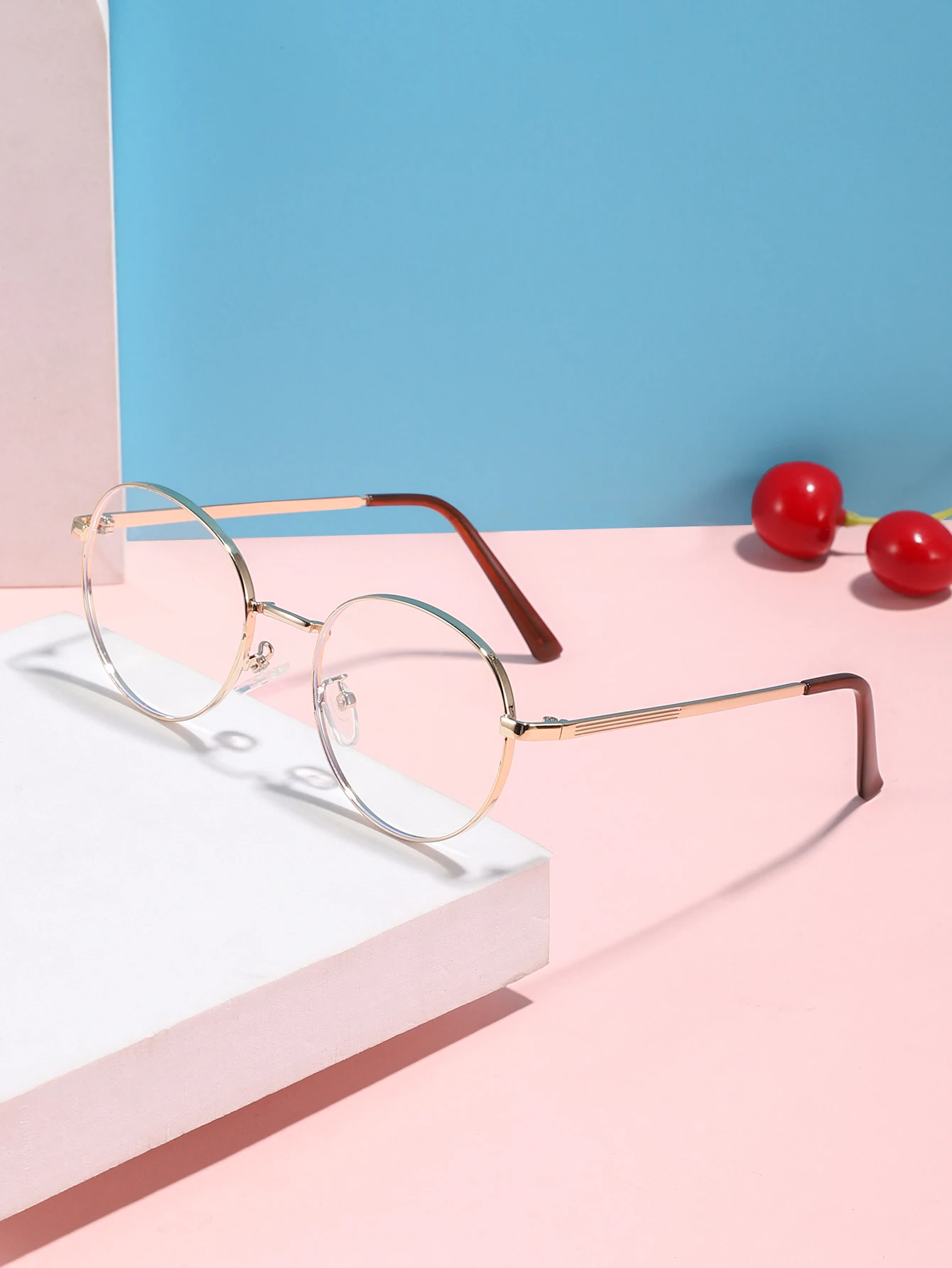 1 PC Boys & Girls 12-16 years old metal round frame campus style anti-blue light glasses, suitable for life wear and matching