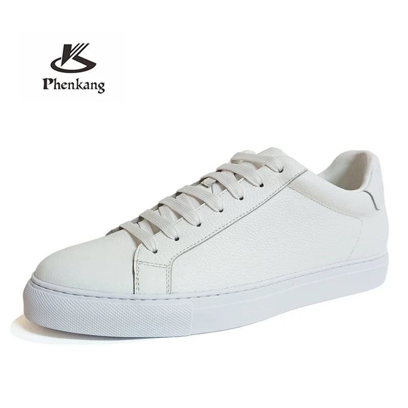 Phenkang Men's Flat Sneakers Spring Genuine Leather Rubber White Summer Casual Shoes For Men Driving 2022 Footwear 1