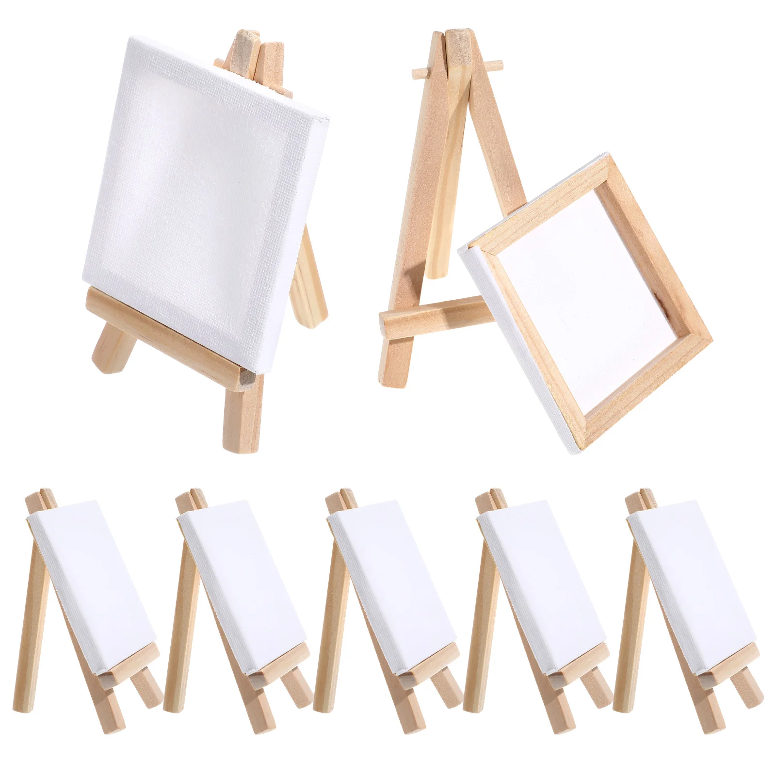 12 Sets Mini Painting Canvas with Easels Blank Canvas Boards with Stands Oil Artwork Supplies