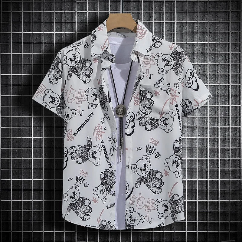 Beach Style Printed Shirts for Men - Short Sleeves Hawaiian Loose-Fit Casual Shirts 5