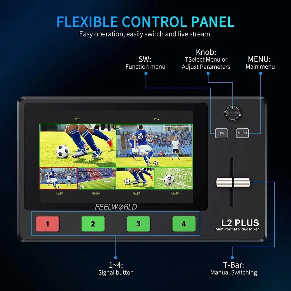 L2 PLUS Multi-machine Live Production Video Switcher 4x HDMI Input PTZ Control C