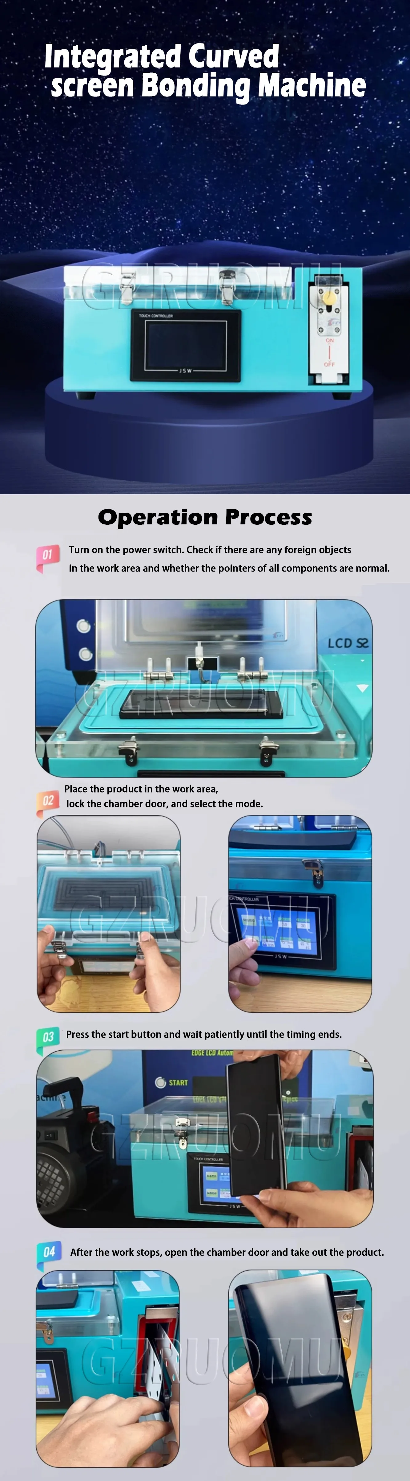 Smart UV Curing Vacuum Laminating Machine 8 Inch Cellphone LCD Screen Protector