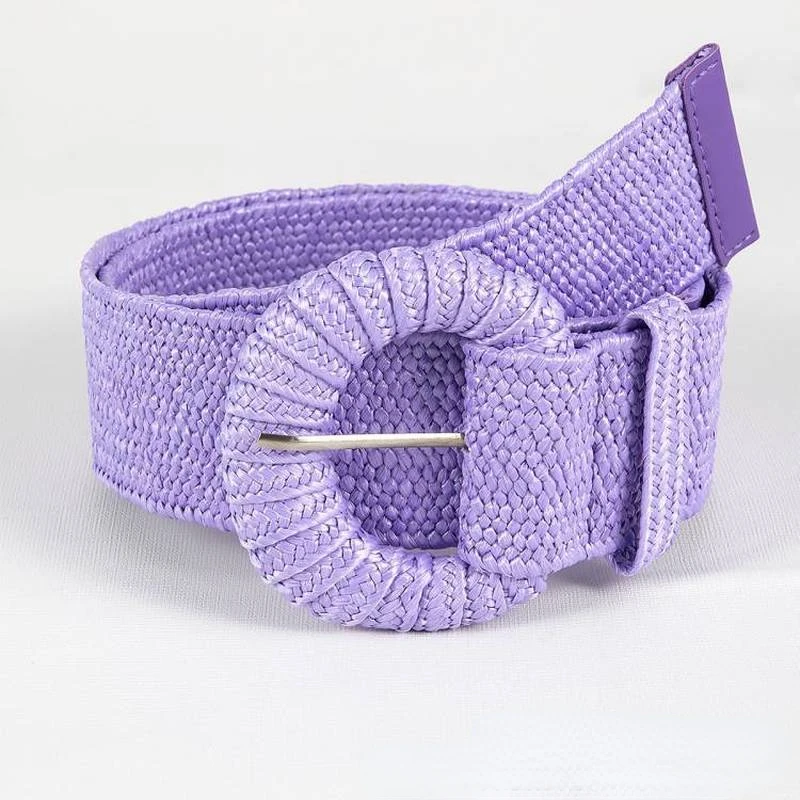 New Retro Women Summer Pin Buckle Belts Fashion Female Braided Wide Belts Designer Woven Elastic PP Straw Grass Girls_voghion.com