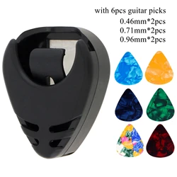Sleek Black Adhesive Guitar Pick Holder (1 Holder and 6 Picks)
