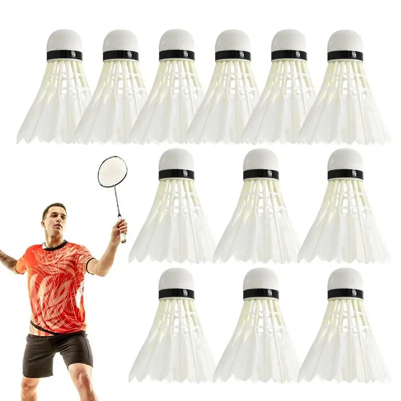 

Feather Badminton Shuttlecocks Badminton Trainer Ball 12PCS Speed Training Hitting Practice Shuttlecock For Youth Players Beach