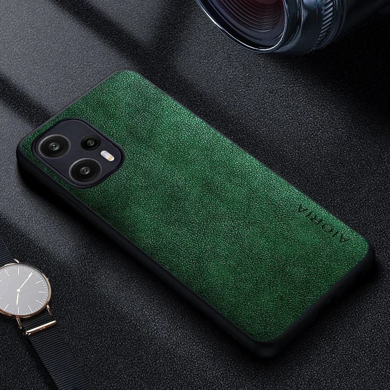 Premium Luxury Leather Business Phone Case - Retro Solid Color Cover