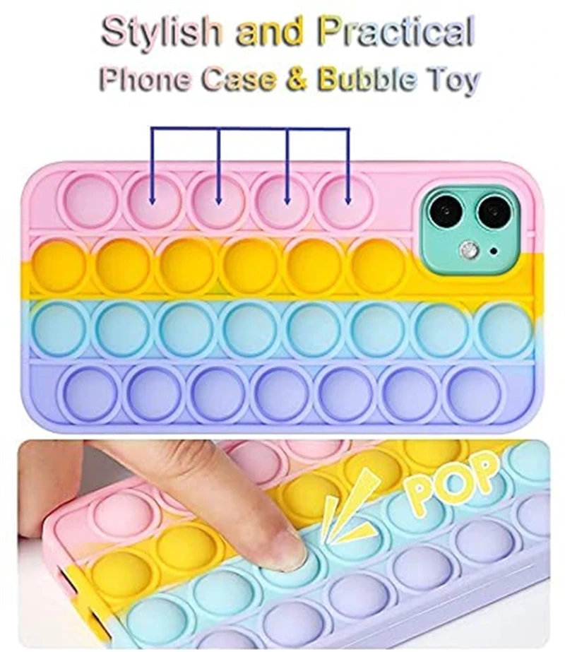 Push Bubble Fidget Toys Phone Case for IPhone 11 12 13 14 Pro Max