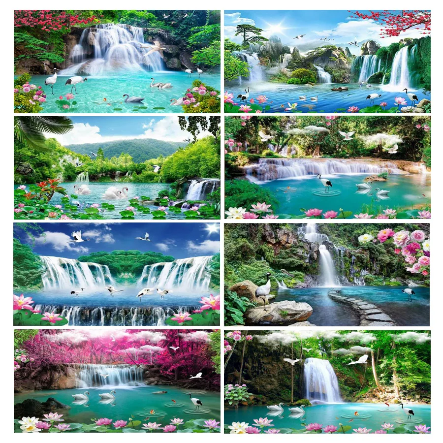 6 Pack Landscape Diamond Painting Kits - Mountian Waterfall Lake Diamond  Art Kits for Adults Beginners,Round Full Drill 5D DIY Diamond Painting  Packs