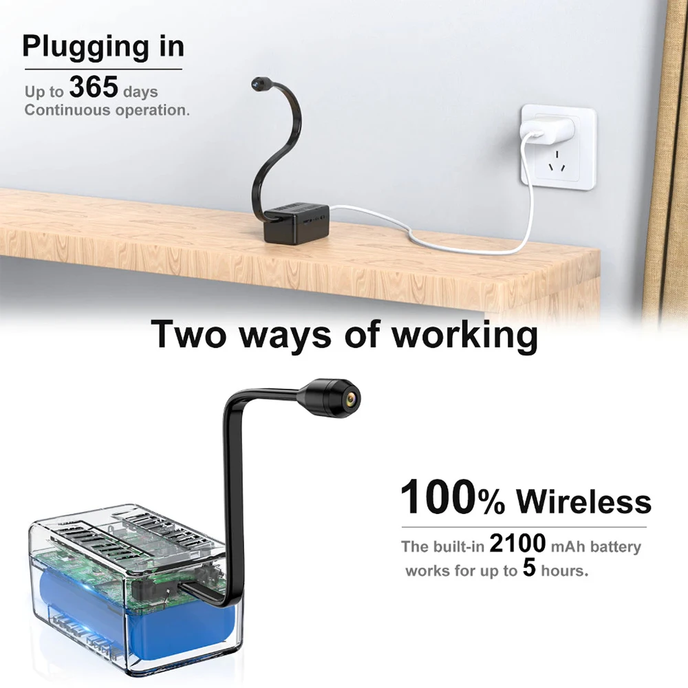 Small mini wifi camera mobile APP control built-in battery camera 480P 6